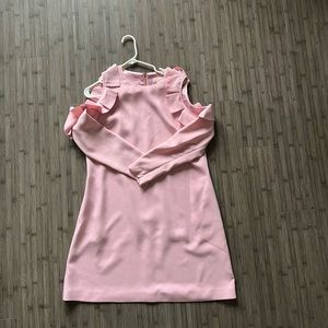 Ted baker size 3 dusty pink cold shoulder frill dress